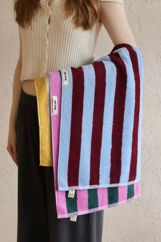 Whimsical Dopamine Cabana Stripe Bath Towel, 100% Cotton, Ultra Soft & Absorbent