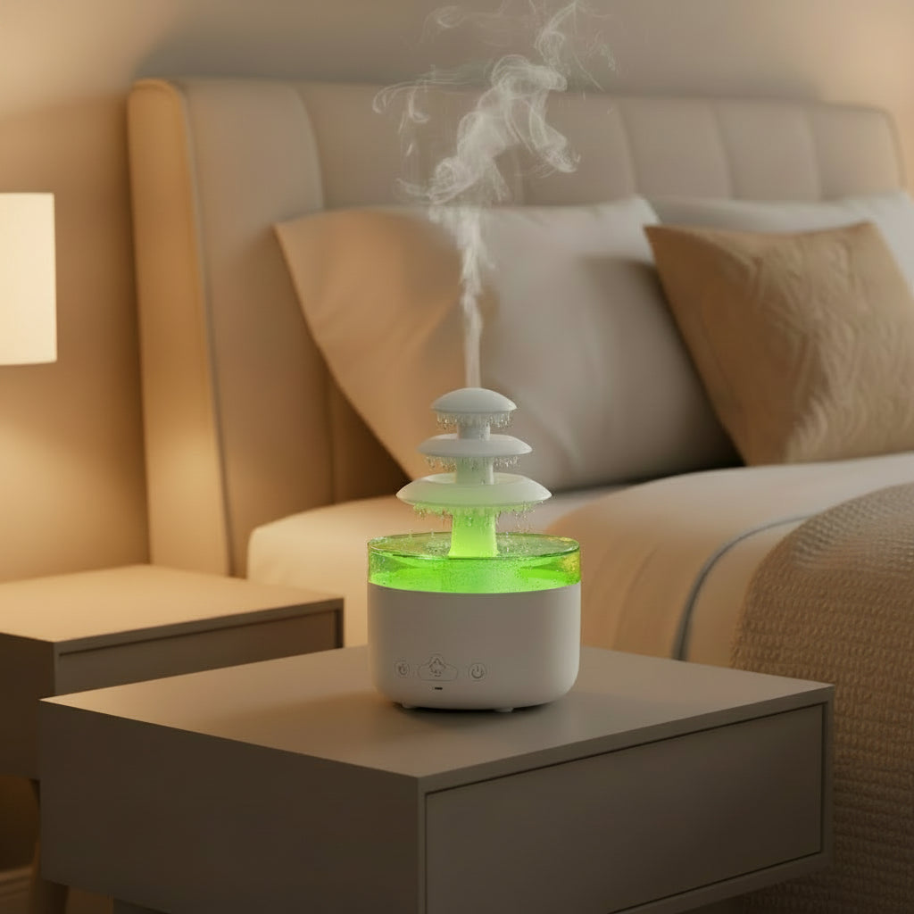 New Cloud Rain Air Humidifier Essential Oil Aromatherapy Diffuser USB Mute Mist Air Humidifier with Colorful Light