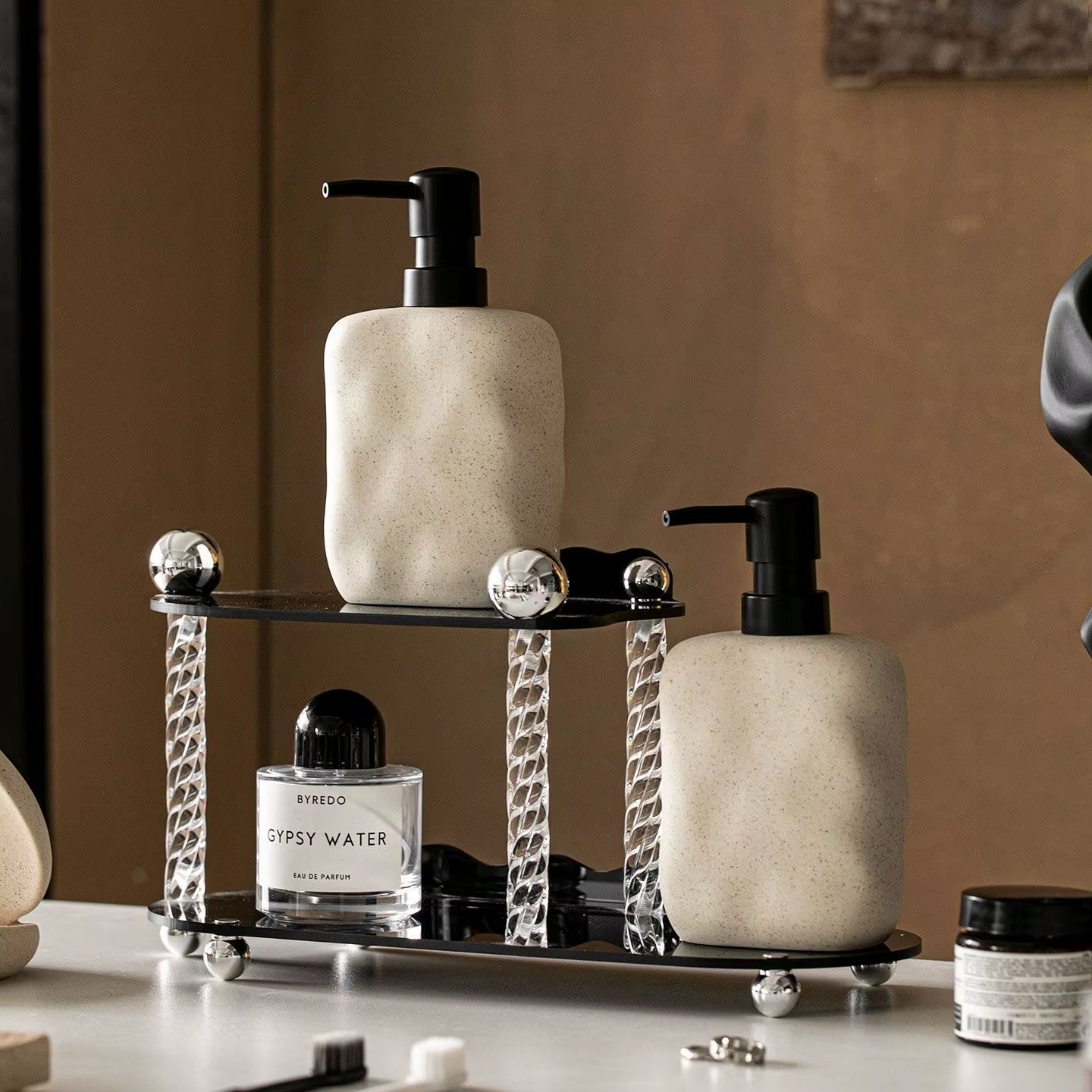 450ML Ceramic Wabi-Sabi Lotion Bottle Squeeze Bottle Soap Dispenser Shampoo Lotion Conditioner Bottle Bathroom Accessories