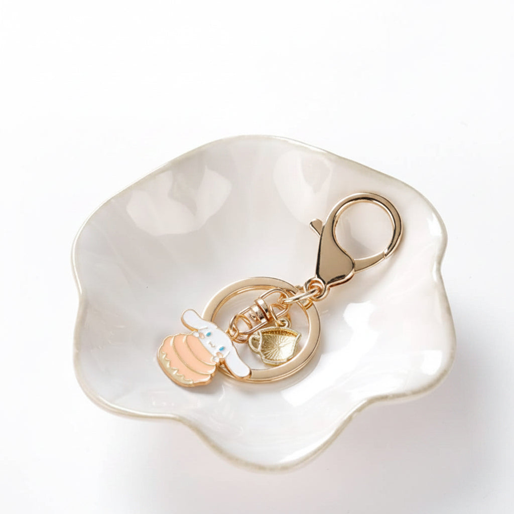 2PCS Lotus Leaf Shape Ring Holder Dish, Small Key Bowl, Ceramic Trinket Tray Jewelry Dish Organizing Necklace Earrings for Mom Friend Sister, All Jewelries Are NOT Included. White+Purple.