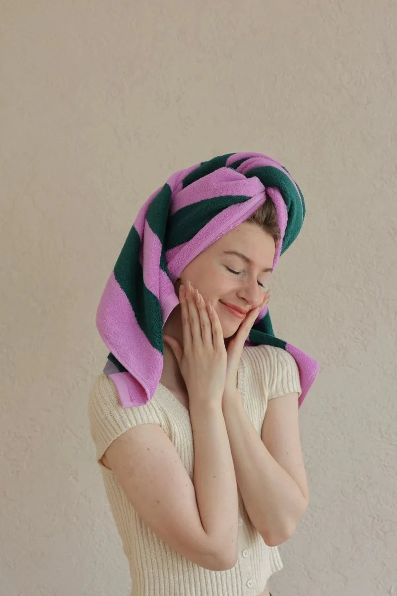 Whimsical Dopamine Cabana Stripe Bath Towel, 100% Cotton, Ultra Soft & Absorbent