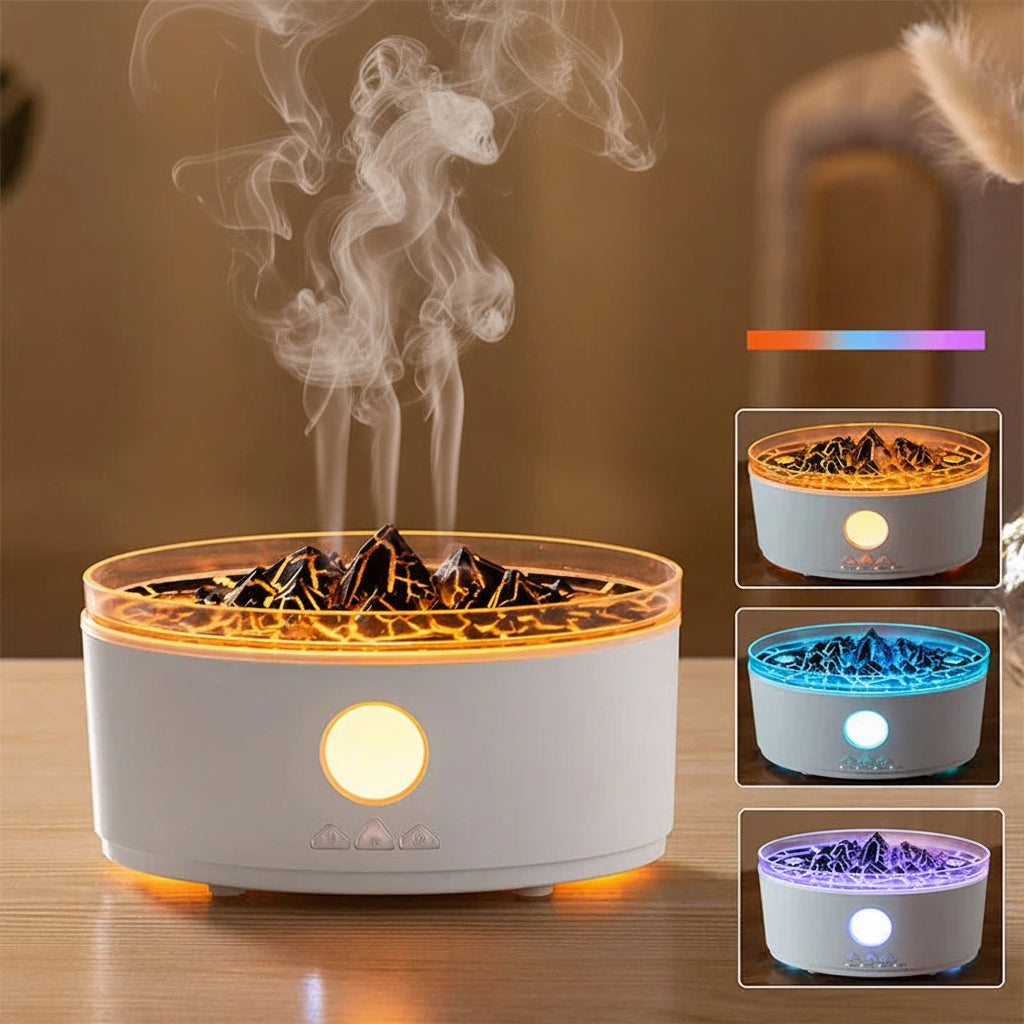 Volcano Humidifier, 300ML Essential Oil Diffuser with Jellyfish Mist and 3 Color Lights, Remote Controlled