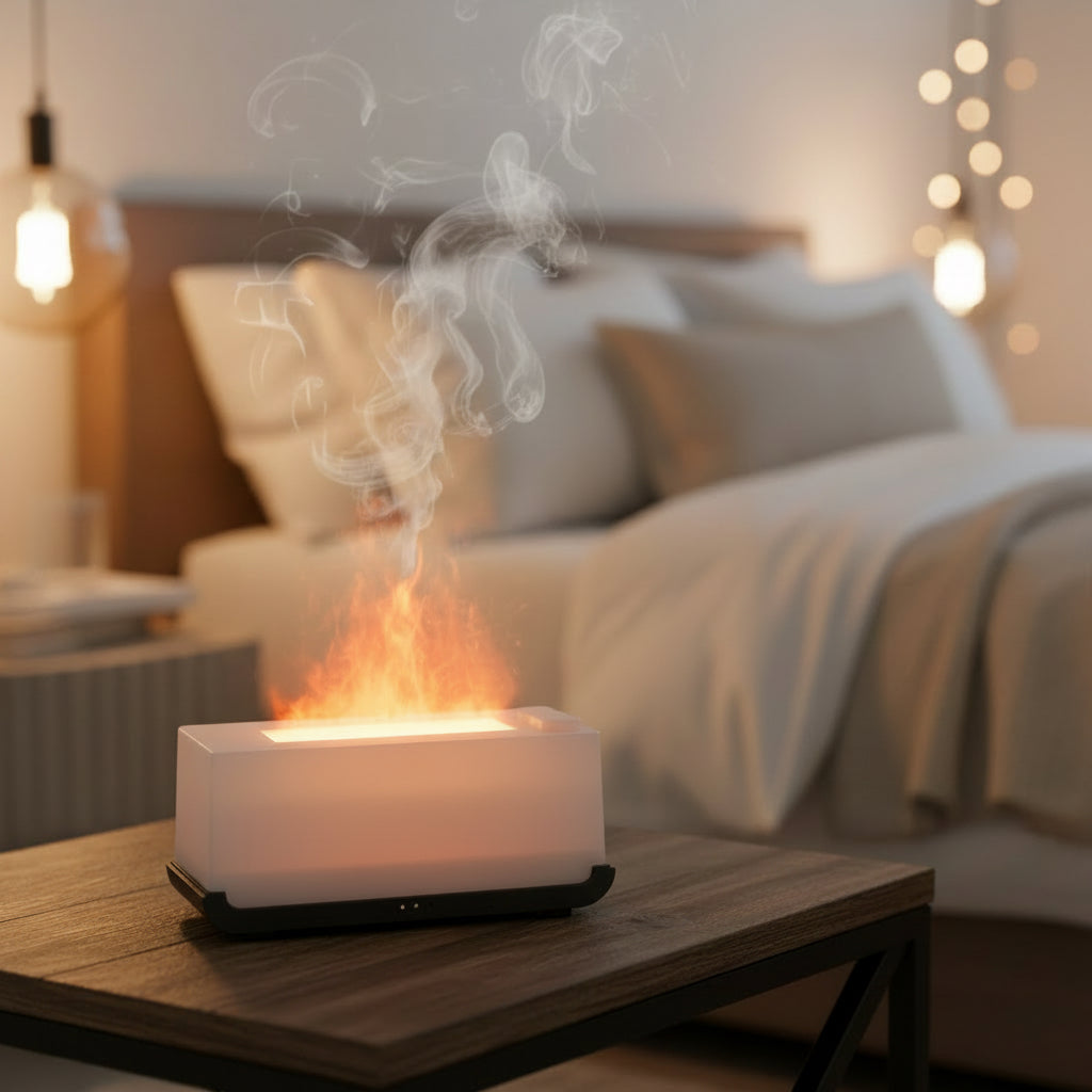 Air Aroma Humidifier Diffuser Essential Oils Humidifiers Mini Flame Automatic Fragrance Diffuser Home Humidifier with LED Light