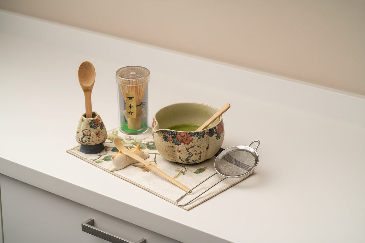 2-8PCS Japanese Flint Red Matcha Making Set Bamboo Matcha Brush Exquisite Matcha Bowl Box with Whisk Sumptuous Tea Tools Gifts