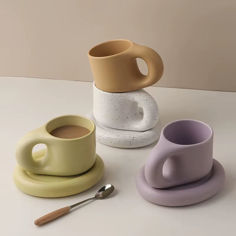 Ceramic Espresso Mugs Coffee Cups Stranger Things Funny Drinkware Original Mug for Tea Large Saucer Set Creative Gifts Friends