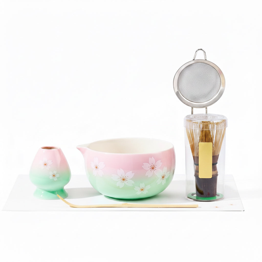 Matcha Whisk Set – Japanese Tea Ceremony Kit with Ceramic Bowl, Purple Bamboo Whisk (Chasen), Holder, Sifter & Scoop – Complete Matcha Kit, Women Gifts for Tea Lovers