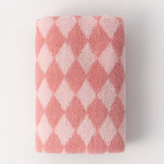 Retro Diamond Checkered Pure Towel Soft Skin-Friendly High Quality Yarn-Dyed Jacquard Bath for Adult Wash Face Bath Towels