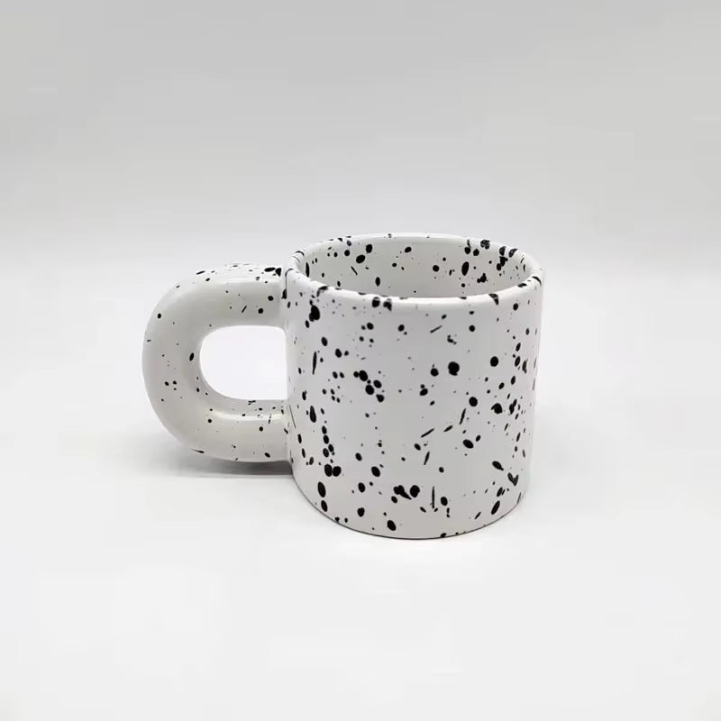 330Ml Creative Nordic Ceramic Cup Home Breakfast Milk Oat Cups Splash Ink Wave Dot Mug Irregular Spotted Desig Thick Handle Mugs