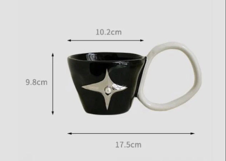 Handmade Ceramic Star Coffee Mug, Eclectic Tea Espresso Cup