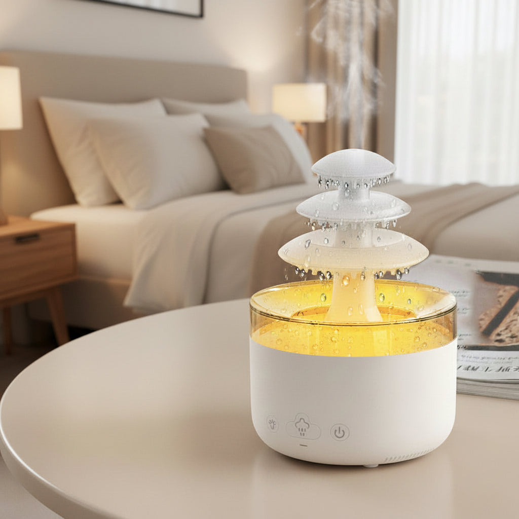 New Cloud Rain Air Humidifier Essential Oil Aromatherapy Diffuser USB Mute Mist Air Humidifier with Colorful Light