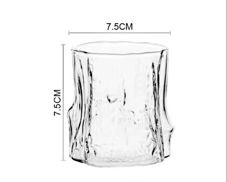 Stump Shape Glass Espresso Cups Anti-Scald Latte Coffee Mugs Transparent Glasses for Whisky Cocktail Drinkware