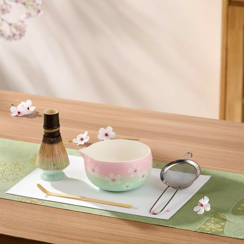 Matcha Whisk Set – Japanese Tea Ceremony Kit with Ceramic Bowl, Purple Bamboo Whisk (Chasen), Holder, Sifter & Scoop – Complete Matcha Kit, Women Gifts for Tea Lovers