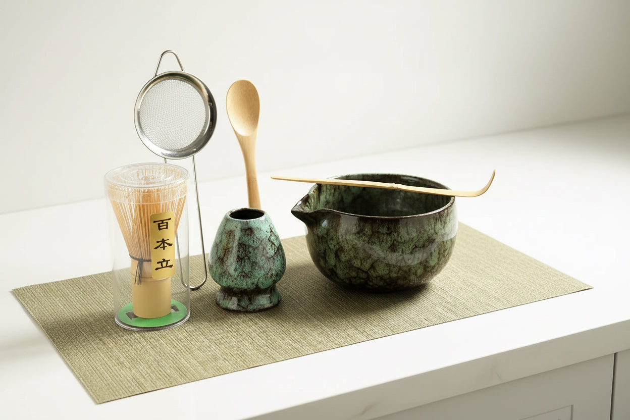 4/6/7PCS Japanese Matcha Blender Set with Bamboo Whisk Matcha Brush Teaspoon Kiln for Beverage Shop DIY Tea-Making Tools