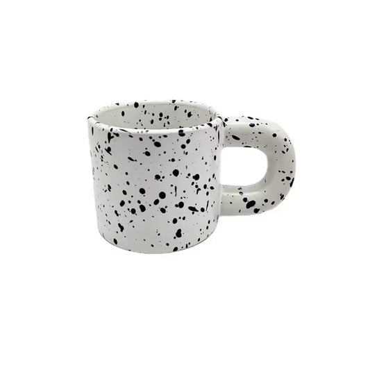330Ml Creative Nordic Ceramic Cup Home Breakfast Milk Oat Cups Splash Ink Wave Dot Mug Irregular Spotted Desig Thick Handle Mugs