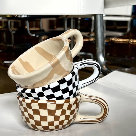 1Pc Ceramic Mugs Coffee Cups Irregular Flower Milk Tea Cup Ins Korean Style Oatmeal Breakfast Mug Drinkware Kitchen