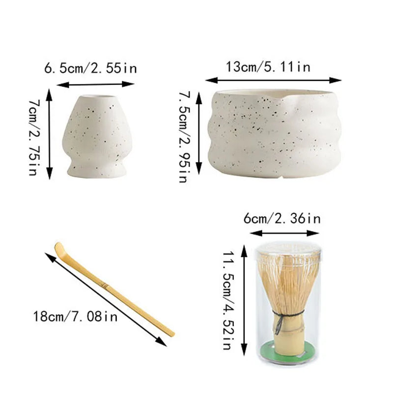 4/Pcs Japanese Matcha Set Matcha Bowl with Mouth Song Dynasty Tea Tip Tool Matcha Whisker Stand