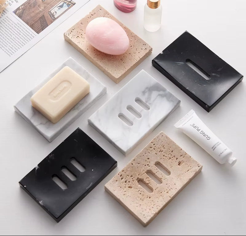 Natural Marble Soap Dish Wabi Sabi Wind Cave Stone Bathroom Soap Box Simple Soap Holder Home Decoration Bathroom Accessories