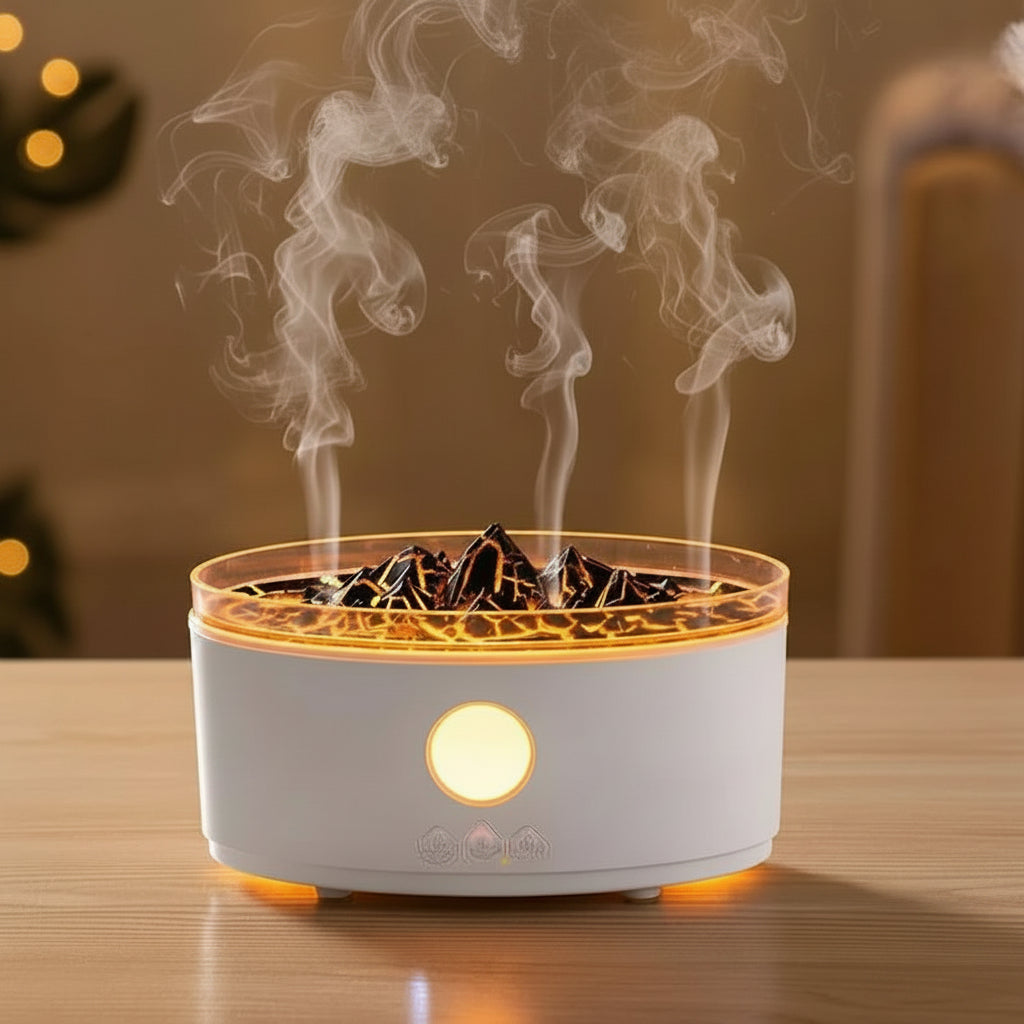 Volcano Humidifier, 300ML Essential Oil Diffuser with Jellyfish Mist and 3 Color Lights, Remote Controlled