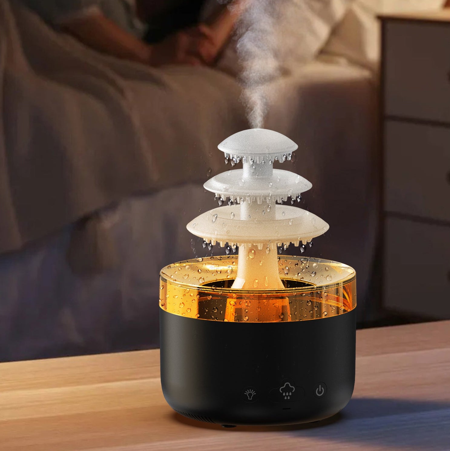 New Cloud Rain Air Humidifier Essential Oil Aromatherapy Diffuser USB Mute Mist Air Humidifier with Colorful Light
