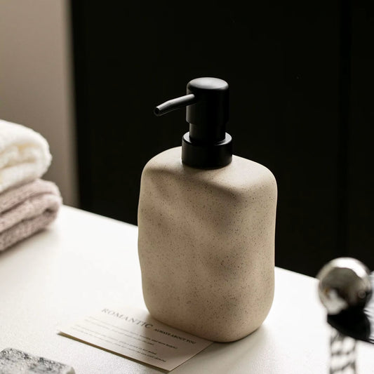 450ML Ceramic Wabi-Sabi Lotion Bottle Squeeze Bottle Soap Dispenser Shampoo Lotion Conditioner Bottle Bathroom Accessories