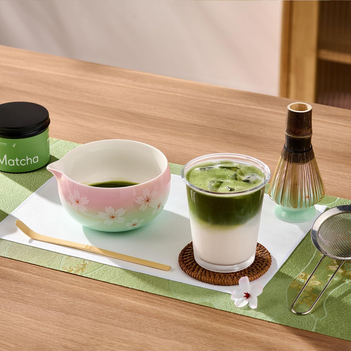Matcha Whisk Set – Japanese Tea Ceremony Kit with Ceramic Bowl, Purple Bamboo Whisk (Chasen), Holder, Sifter & Scoop – Complete Matcha Kit, Women Gifts for Tea Lovers