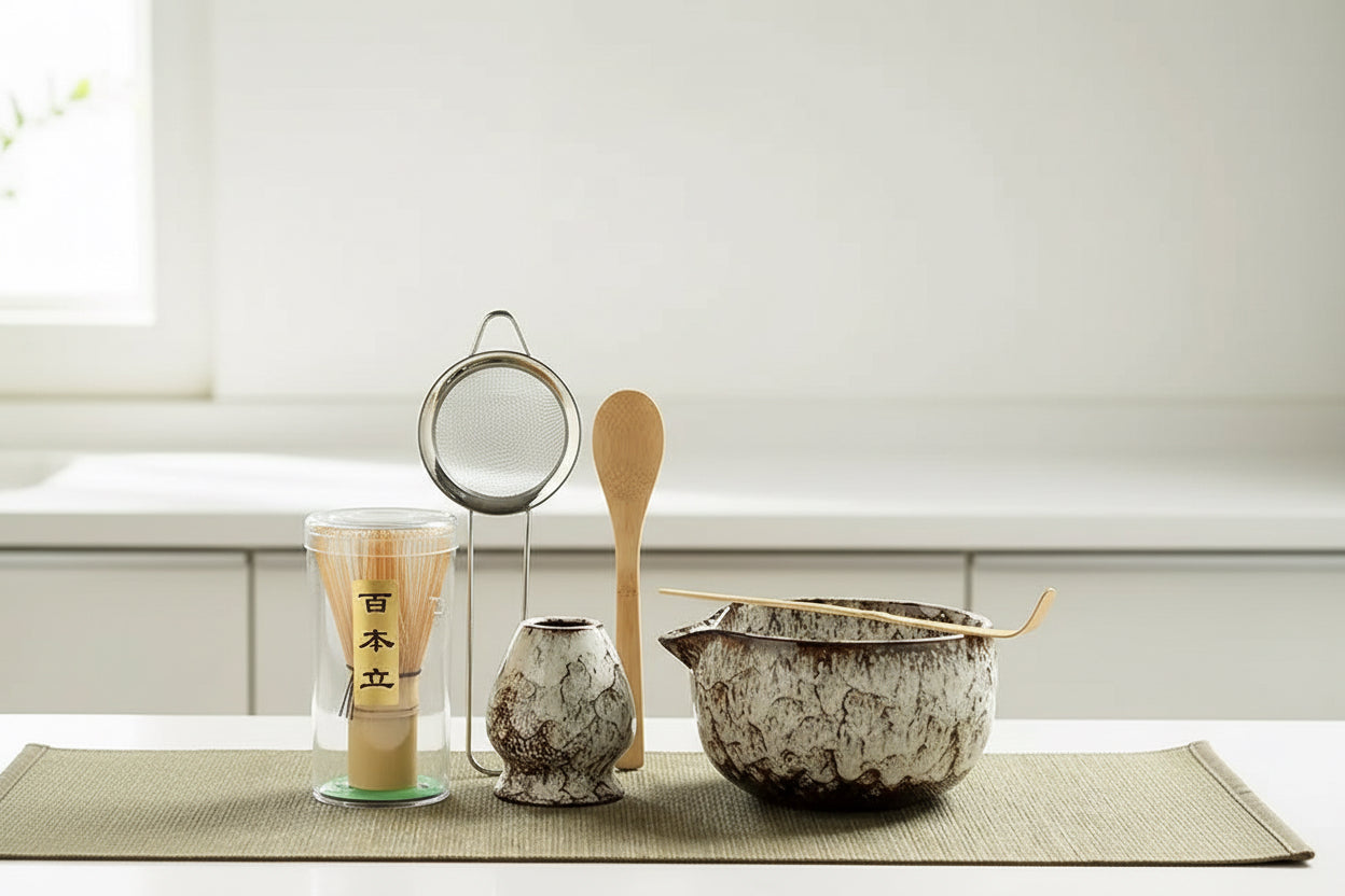 4/6/7PCS Japanese Matcha Blender Set with Bamboo Whisk Matcha Brush Teaspoon Kiln for Beverage Shop DIY Tea-Making Tools