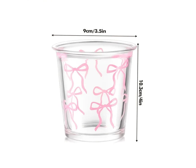 1/2 Pack Bow Glass Cup Pink Bow Iced Coffee Cup 320ML Cup Cute Drinking Cup Suitable for Ladies Sisters Gathering