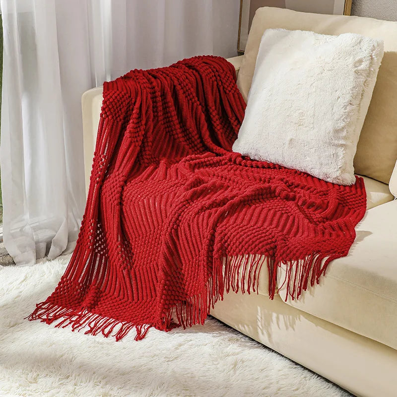 Christmas Red Blankets Aesthetic Nordic Knitted Throw Blankets Sofa Throw Travel TV Nap Blankets Soft Towel Bed Plaid Tapestry