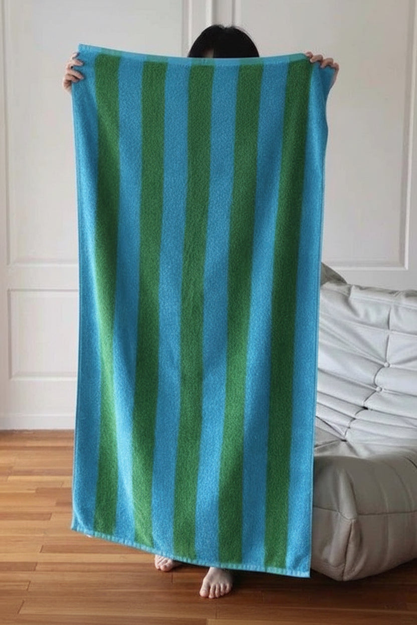 Ultra Soft Absorbent Retro Stripe Bath Towel - 100% Organic Premium Combed Cotton