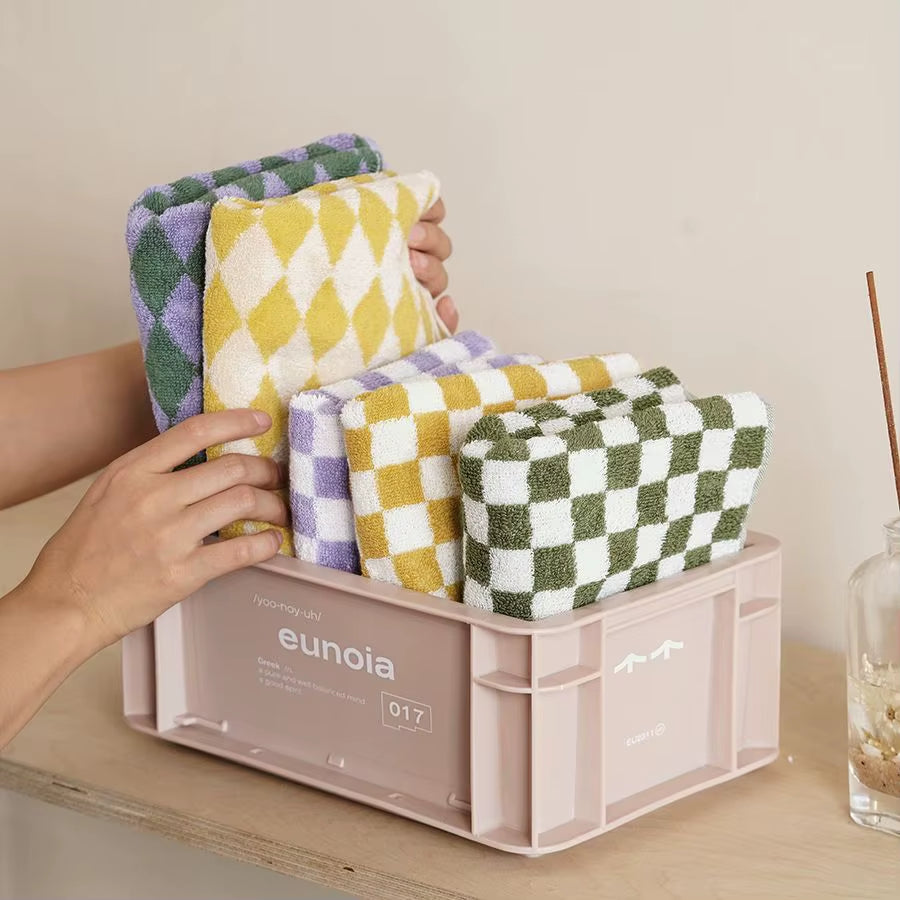 Retro Diamond Checkered Pure Towel Soft Skin-Friendly High Quality Yarn-Dyed Jacquard Bath for Adult Wash Face Bath Towels