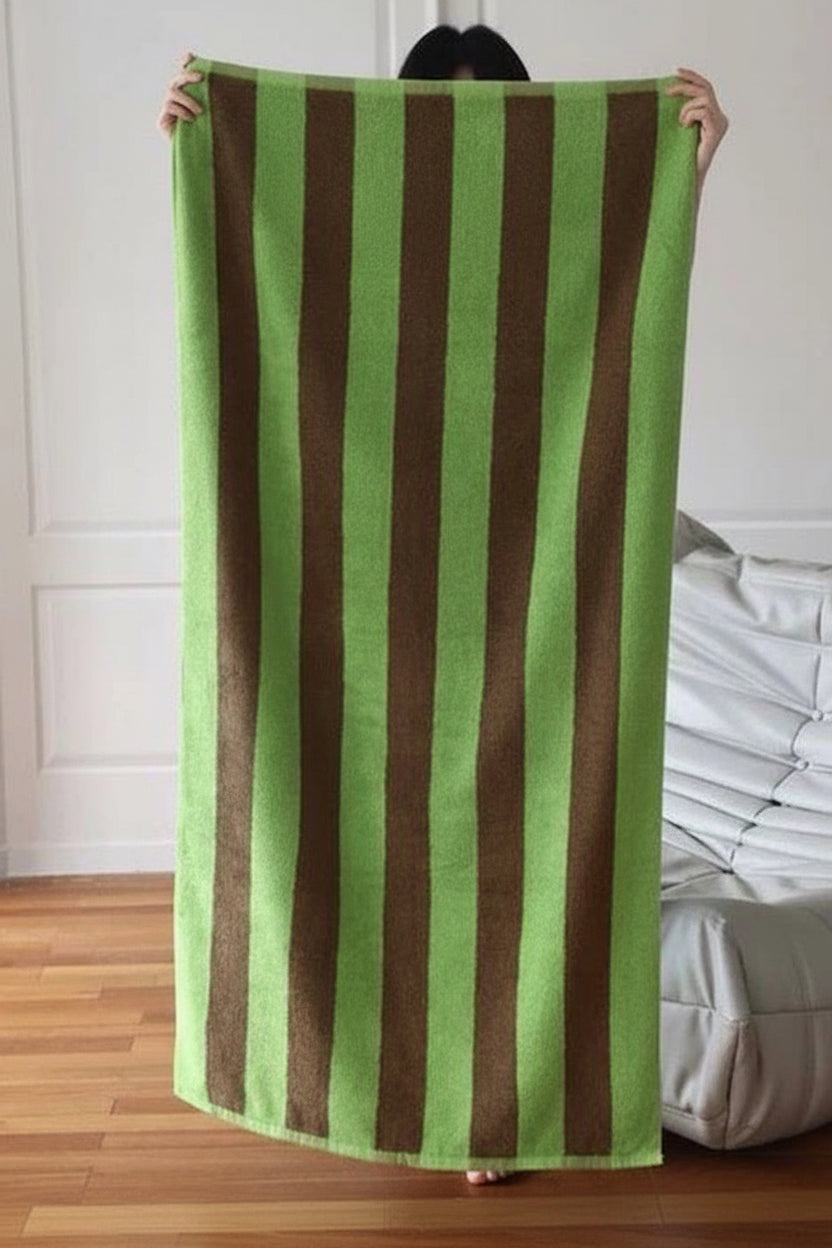 Ultra Soft Absorbent Retro Stripe Bath Towel - 100% Organic Premium Combed Cotton