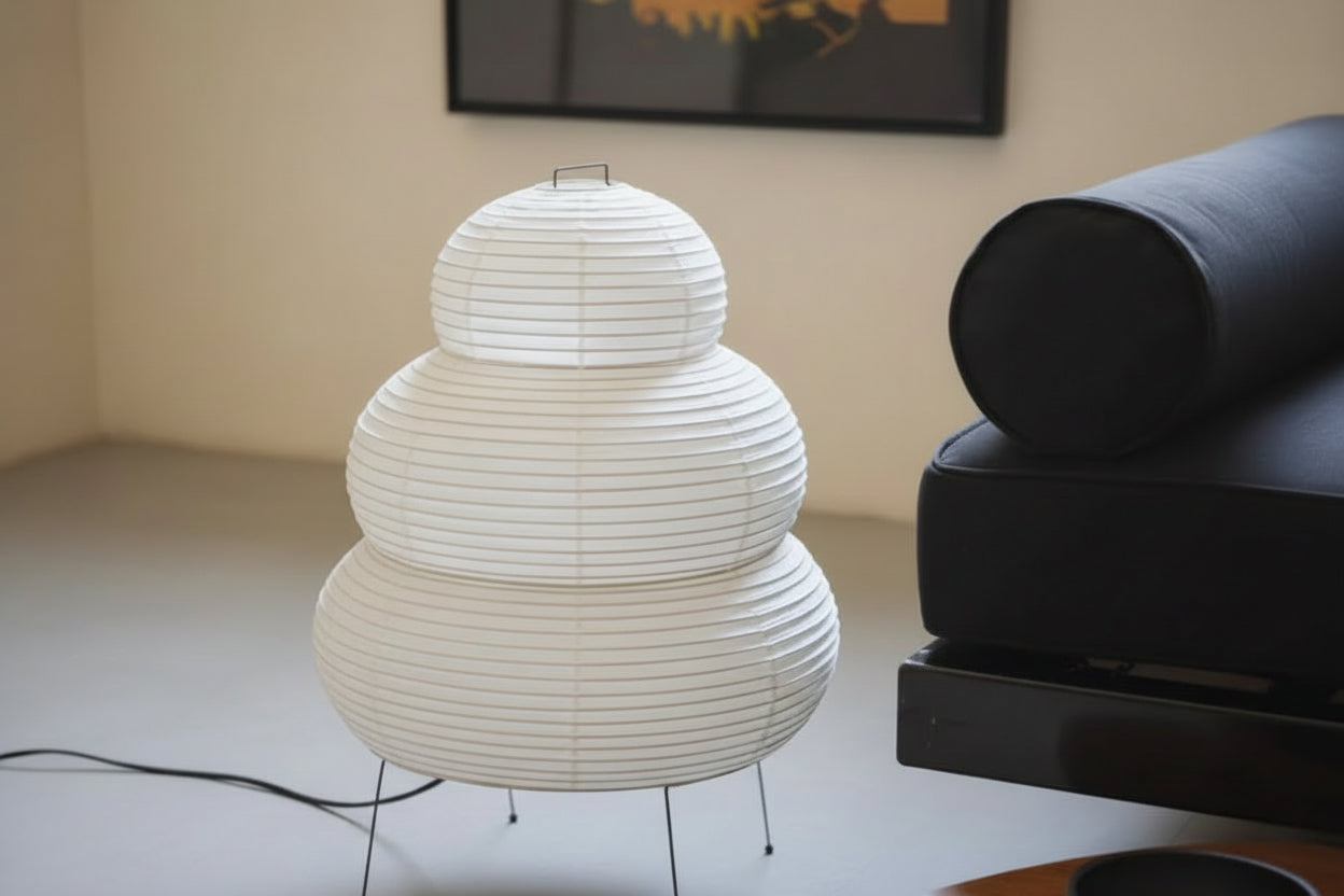 Japanese Design Akari Wabi-Sabi Table Lamp White Rice Paper Decorative Desk Lights for Bedroom Living/Dining Room Study Loft