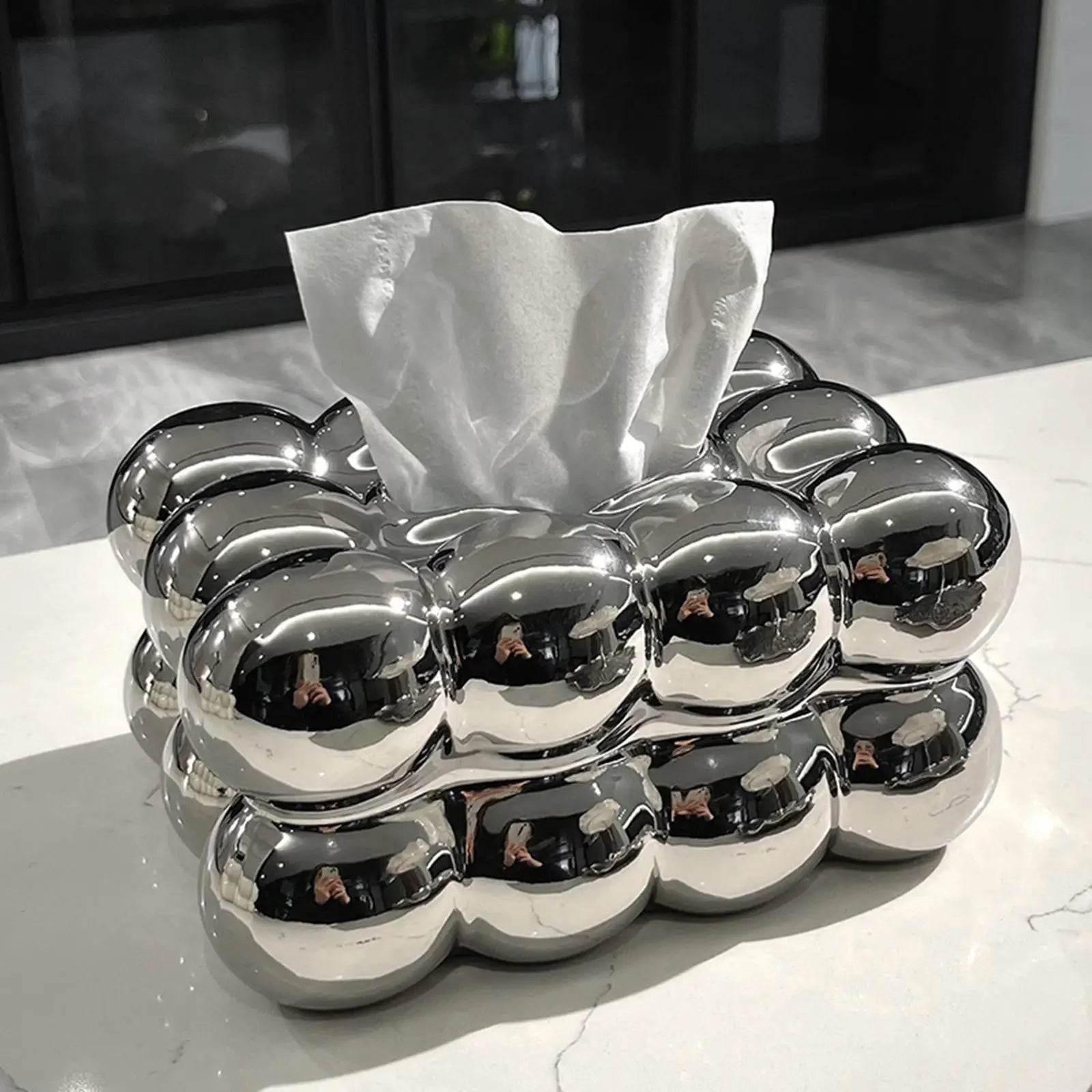 Facial Tissue Holder Non Slip Ceramic Tissue Box Cover Tissue Dispenser for Living Room Home Household Kitchen Countertop