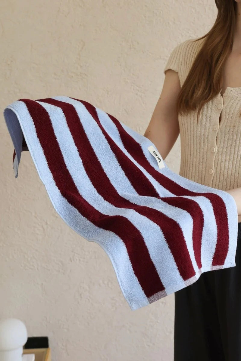Whimsical Dopamine Cabana Stripe Bath Towel, 100% Cotton, Ultra Soft & Absorbent
