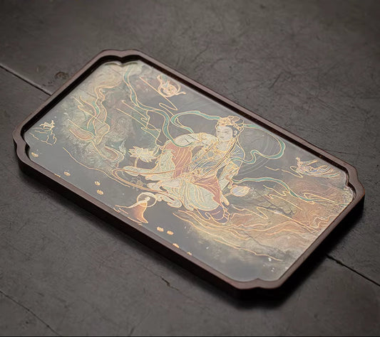 New Chinese Style Dunhuang Murals Tea Tray Tea Set Accessories Dried Bubble Plate Tea Ceremony Tray