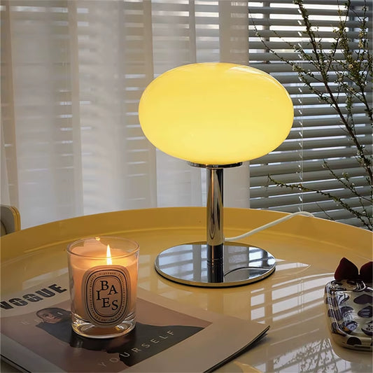 Lollipop Table Lamp Medieval Cream Glass Lamp Living Room Bedroom Study Simple Atmosphere Retro Glass Standing Lamp Home Decor