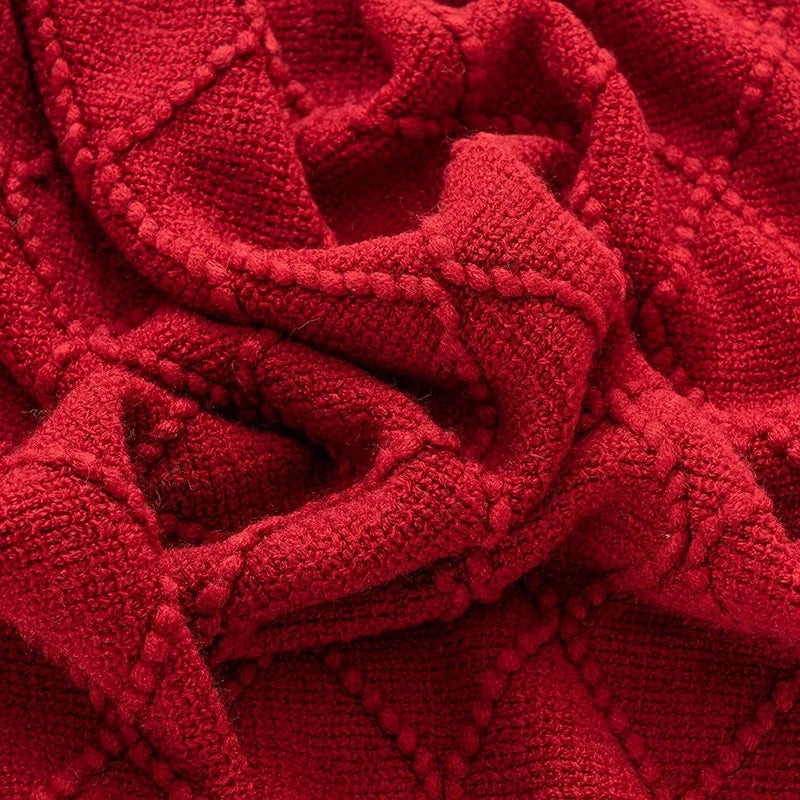 Christmas Red Blankets Aesthetic Nordic Knitted Throw Blankets Sofa Throw Travel TV Nap Blankets Soft Towel Bed Plaid Tapestry